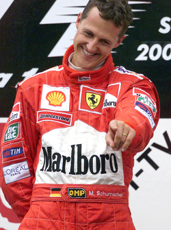 Ganador de la carrera y Campeon del Mundo del 2000 Michael Schumacher, Ferrari