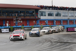 Andreas Bakkerud, Olsbergs MSE Ford Fiesta ST and Johan Kristoffersson, Volkswagen Team Sweden and Anton Marklund, EKS RX Audi S1 and Petter Solberg, SDRX Citroën DS3 RX