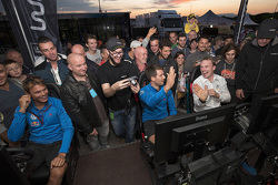Andreas Mikkelsen, Sébastien Ogier, Jari-Matti Latvala, Volkswagen Motorsport, am WRC-Simulator