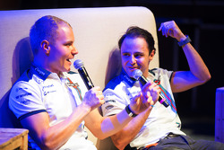 (L to R): Valtteri Bottas, Williams and team mate Felipe Massa, Williams at the Fans' Forum