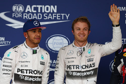 Calificación: ganador de la pole Nico Rosberg, Mercedes AMG F1, segundo puesto Lewis Hamilton, Merce
