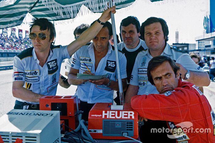Patrick Head, Alan Jones y Carlos Reutemann, Williams
