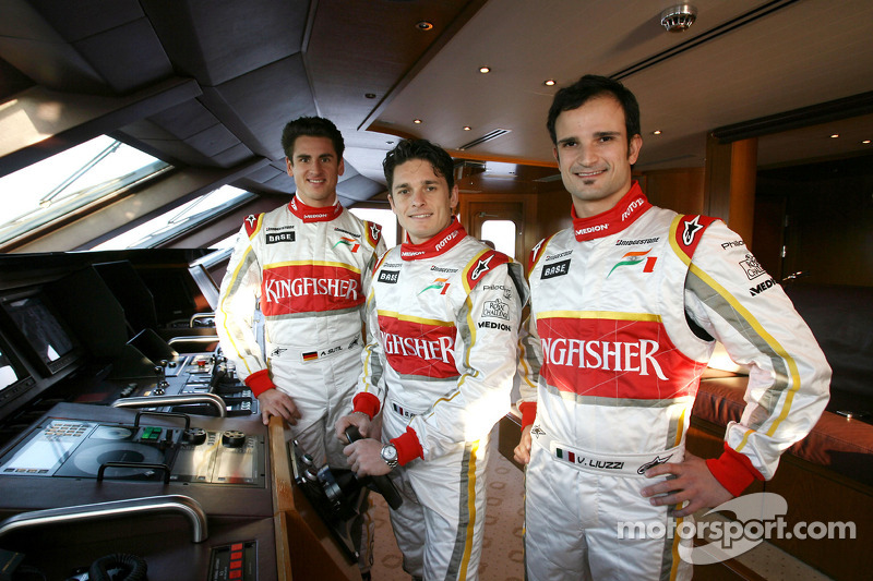 Adrian Sutil, Giancarlo Fisichella y Vitantonio Liuzzi