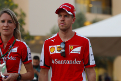 Sebastian Vettel, Ferrari with Britta Roeske, Ferrari Press Officer
