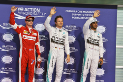 Third place Kimi Raikkonen, Ferrari, polesitter Nico Rosberg, Mercedes AMG F1 Team, second place Lewis Hamilton, Mercedes AMG F1 Team