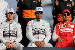 Nico Rosberg, Mercedes AMG F1 Team; Lewis Hamilton, Mercedes AMG F1 Team; Sebastian Vettel, Scuderia
