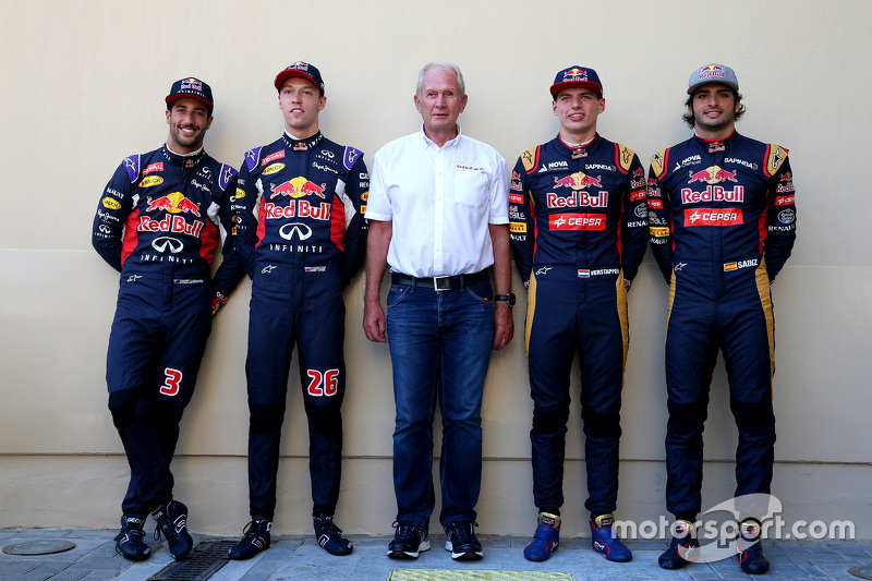 Daniel Ricciardo and Daniil  Kvyat, Red Bull Racing y Dr. Helmut Marko and Max Verstappen y Carlos S