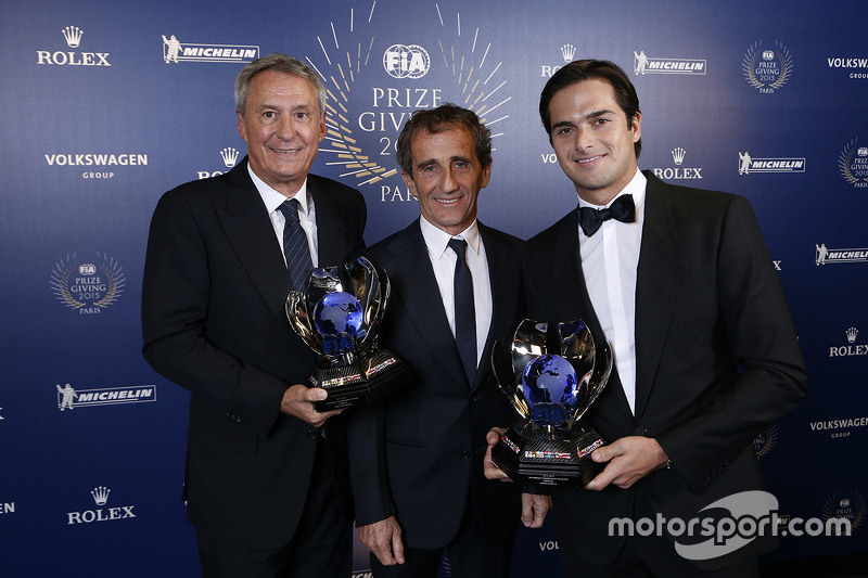 Alain Prost, Jean-Paul Driot and Nelson Piquet Jr.