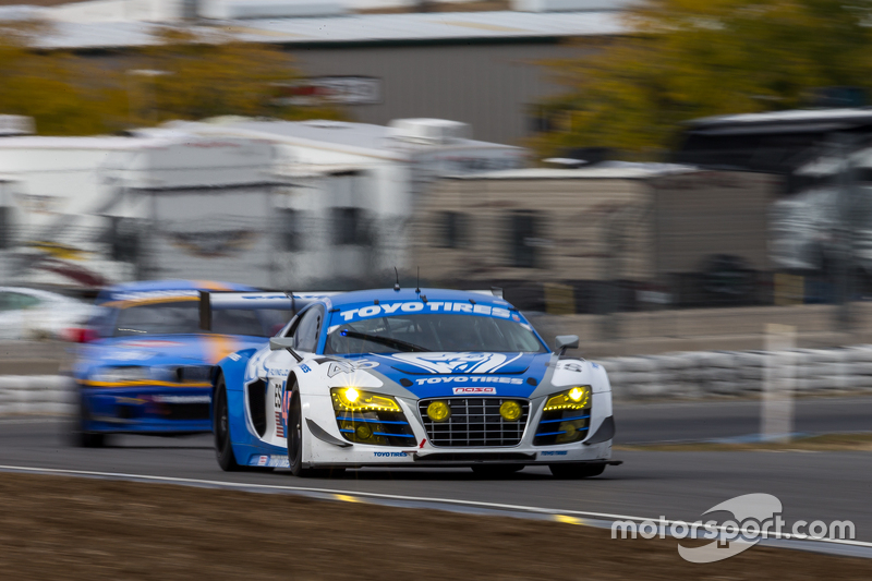 #45 Flying Lizard Motorsports, Audi R8 LMS: Darren Law, Tomonobu Fujii, Johannes van Overbeek, Guy Cosmo