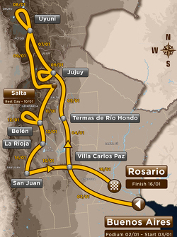 Route van de Dakar Rally 2016