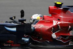 Race winner Sebastian Vettel celebrates