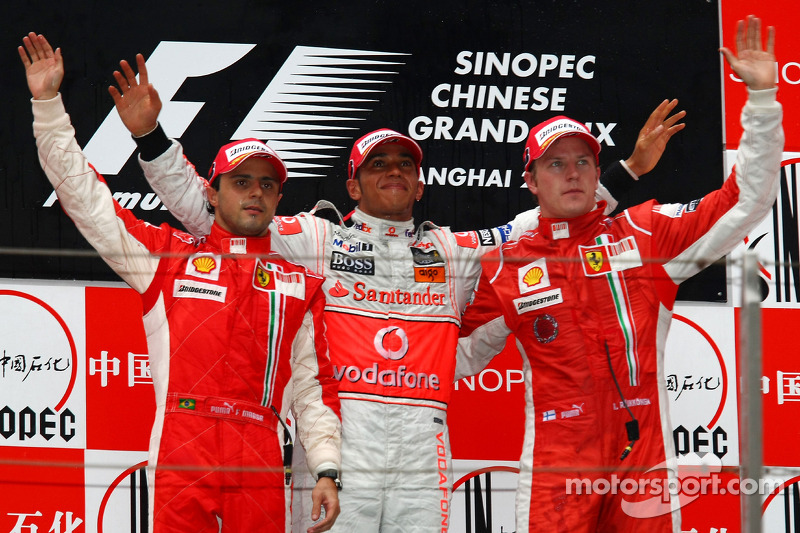 2008 : 1. Lewis Hamilton, 2. Felipe Massa, 3. Kimi Räikkönen