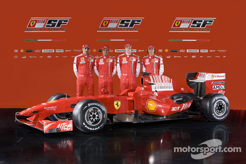 Marc Gene, Felipe Massa, Kimi Raikkonen and Luca Badoer with the new Ferrari F60