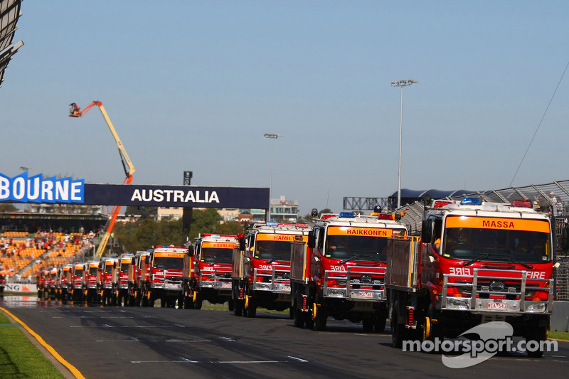 Les camions de la parade des pilotes